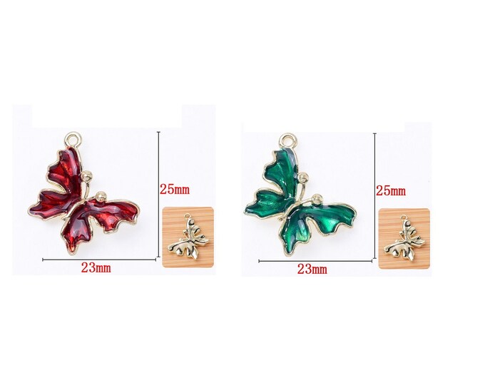 4pc  25x23mm metal with enamel butterfly pendants- pls pick a color