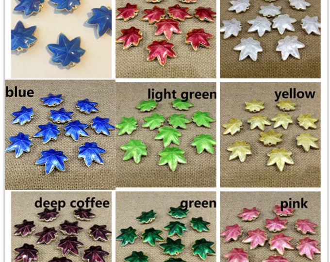 2pc 25mm Cloisonne Maple Leaf Pendants-pls pick a color