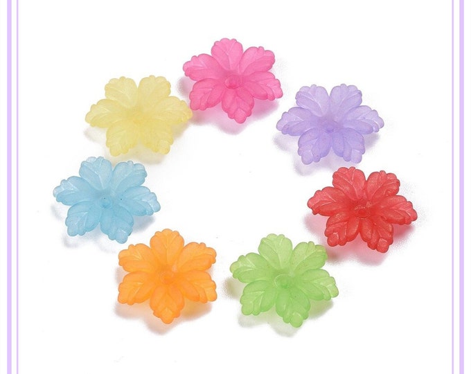 12pc 21mm frosted acrylic flower beads,bead caps fz188-pls pick a color