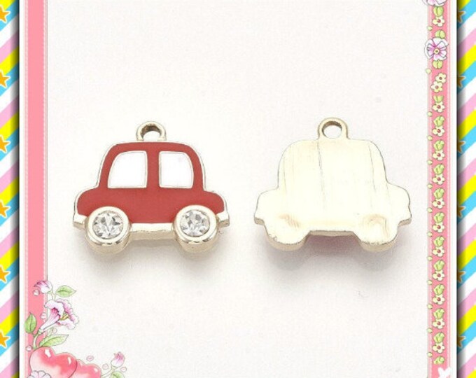 5pc 17x16mm metal enamel with rhinestone car pendants-FK48