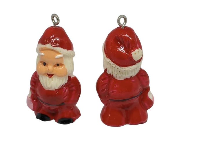 4pc 40x19mm red resin made Santa pendants-8548A