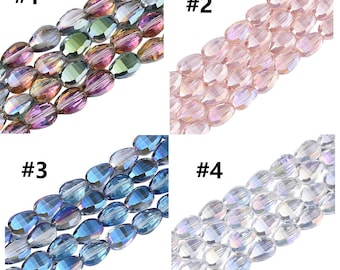 12pc 8.5x6mm teardrop shape Translucent Electroplate Glass Beads-pls pick a color
