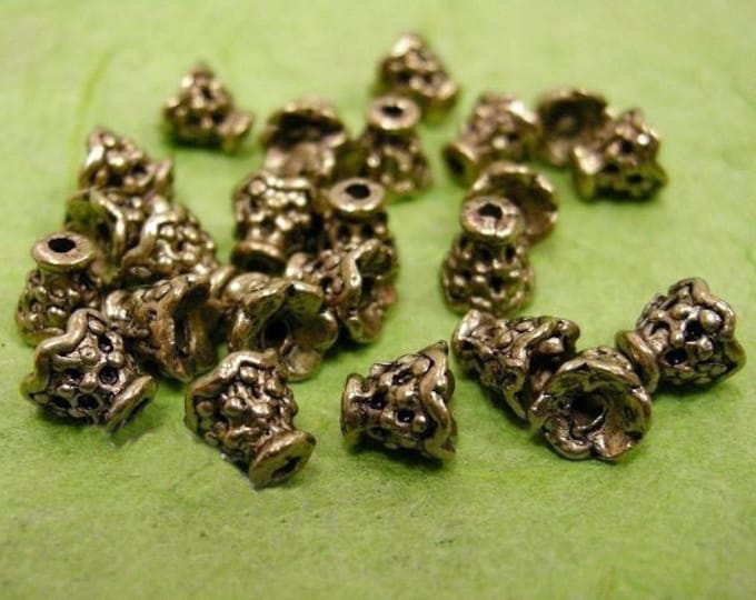 24pcs 5mm antique bronze finish metal bead caps-E17