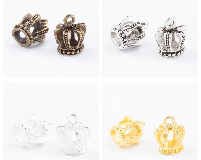 10pc 15x12mm antique finish metal crown pendants- pls pick a color