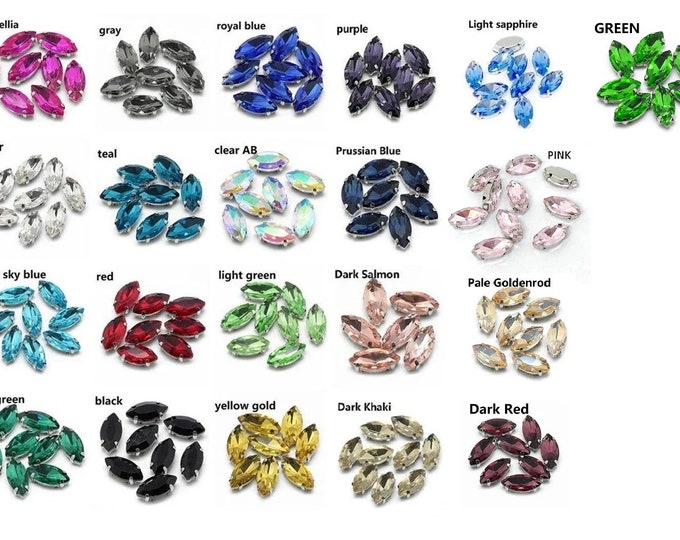 10pc 12X6mm Horse Eye Shape Glass Sew On Rhinestone Montee Beads-pls pick a color