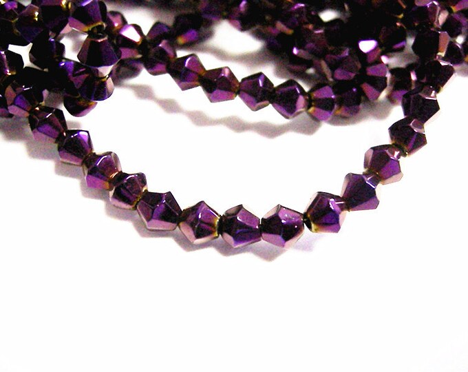 1 strand 4mm Handmade Metalized Bicone Glass-947