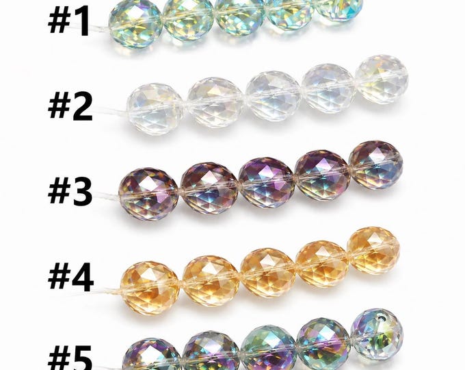 6pc 14mm Round Faceted Electroplate Glass Beads-pls pick a color