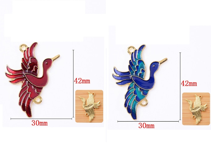 4PC 42X30mm metal with enamel bird connectors-Pls pick a color