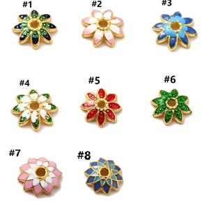 4pc 7.5mm gold tone with enamel bead caps LL2106 -pls pick a color