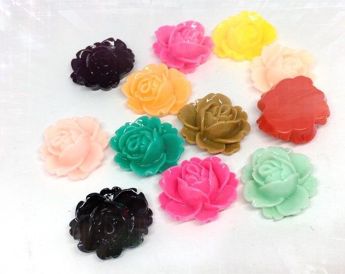 12pc 18mm mix color resin flower cabochon-4605