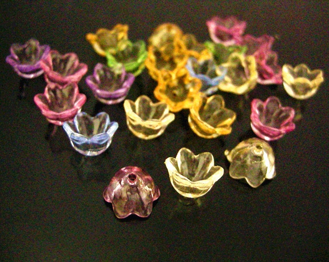 24pc 10x6mm mix transparent color small acrylic lily bead-pls pick a color