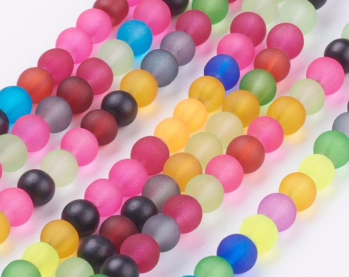 1 strand 16 inch mix color frosted round glass beads-pls pick a color
