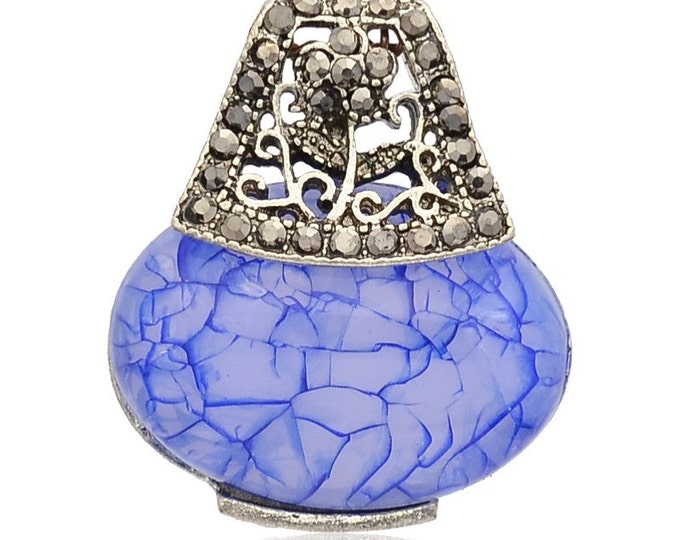 2PC 28x24mm Antique Silver Plated Alloy Resin Pendants-7288g