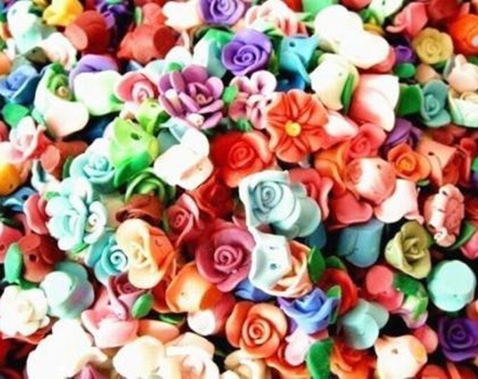 20pc mix style and color fimo flower beads-1671