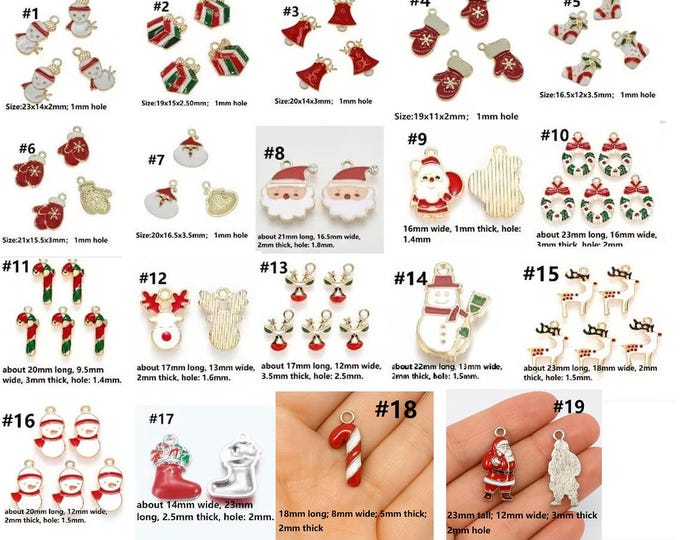 5pc   metal with enamel Christmas theme charms/ pendants-pls pick a style