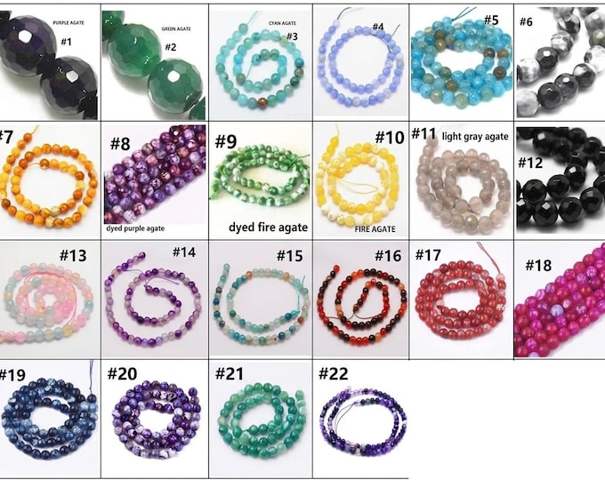 15 inch Agate Round Faceted Beads 6mm(60 beads)-pls pick a color