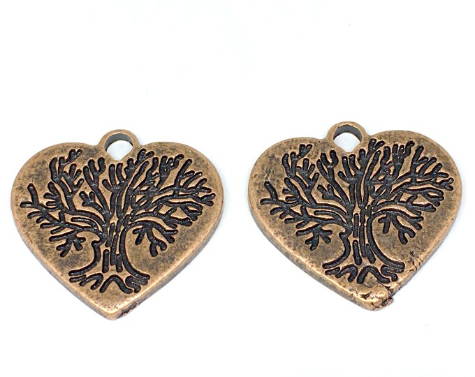 4pc 23mm antique copper finish metal tree pendants-7227S