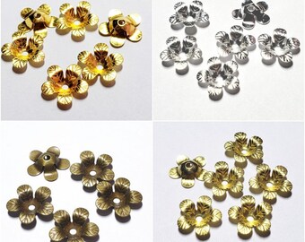 20pc 11mm brass made flower bead caps LL2049-pls pick a color