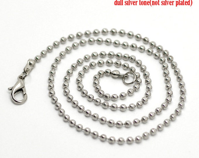 4pc  20 inches antique silver finish ball chain necklaces-7557
