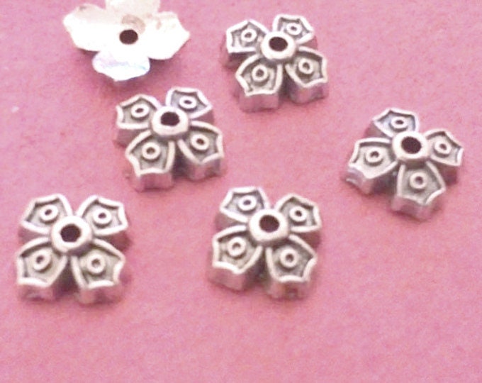 50pc 9mm antique silver finish lead free bead caps-5027