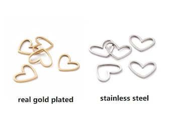 5pc  Stainless Steel Linking Rings, Laser Cut, Asymmetrical Heart- pls pick a color