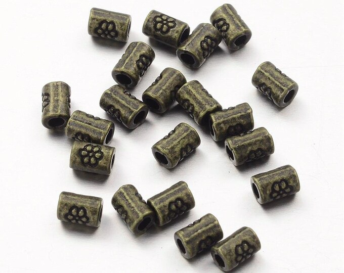 80pc 5mm antique bronze finish tube metal bead-1353N