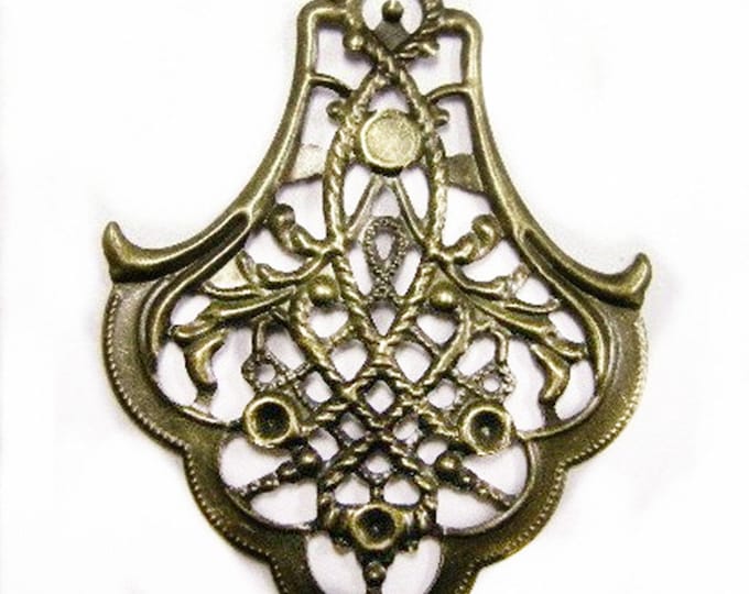 6pc 53x39mm antique bronze finish iron pendant-4198