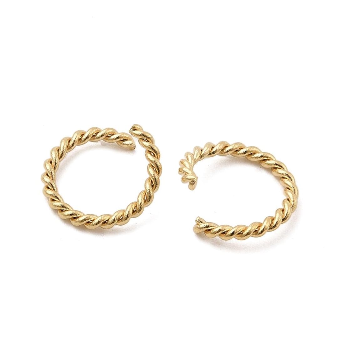 10pc Stainless Steel Twisted Jump Rings , Golden Finish Connectors ...