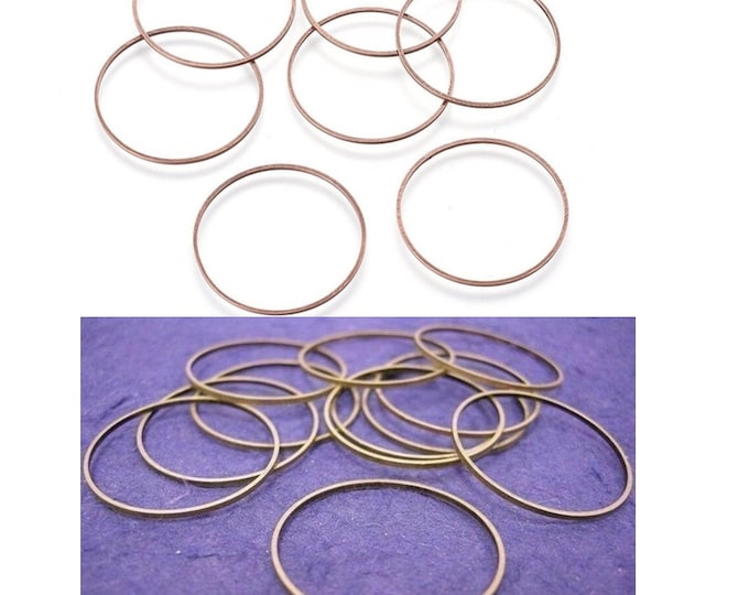 12pc 30mm antique copper finish brass made round smooth ring links-