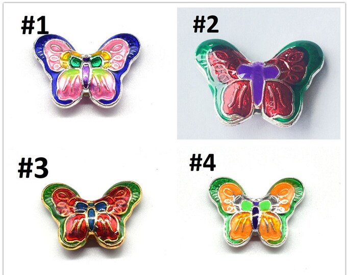 2pc 22x17mm Metal with enamel butterfly shape Beads R82-pls pick your color
