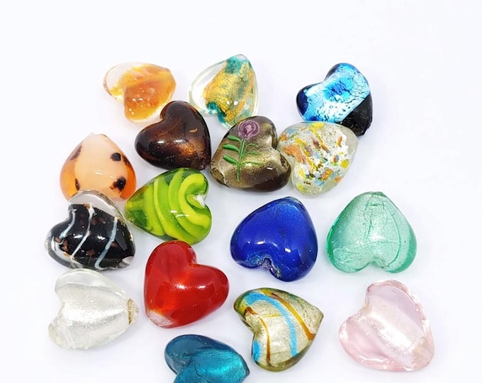 15pc mix color 20mm lampwork heart shape glass beads-randomly selected