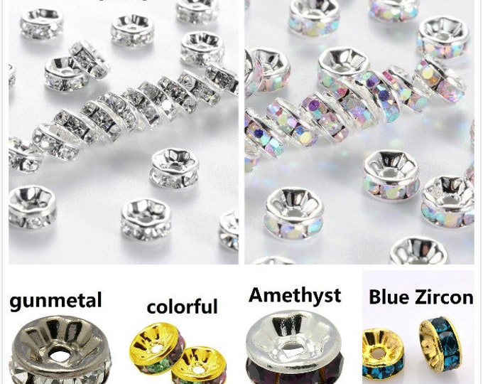 10pc 7mm  copper made rhinestones beads-pls pick a color