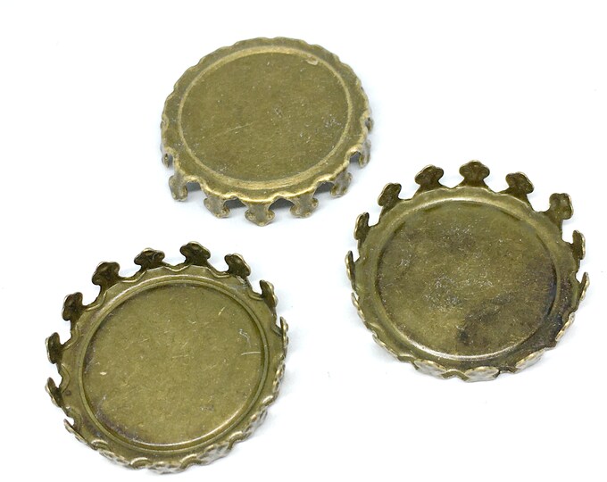 6pc antique bronze finish metal cabochon setting-4786