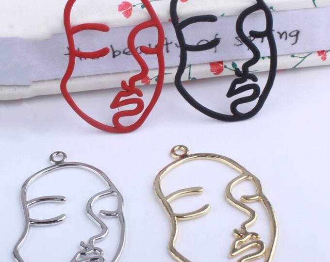 4pc 43x24mm metal alloy face pendants r600 -Pls pick a color
