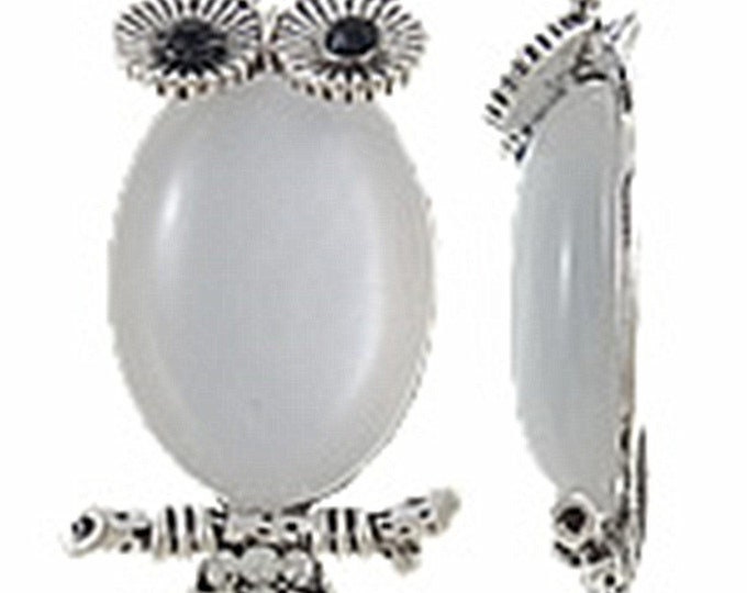 2pc 39x19mm zinc alloy with rhinestone and cat eye owl pendant-9931