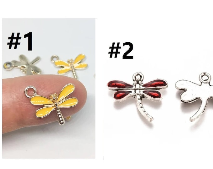 5pc metal with enamel dragonfly charms- Pls pick a style
