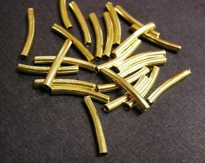 50pc gold finish curved tube beads-5238
