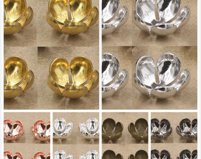 12pc 13x5mm brass made flower bead cap-pls pick your color