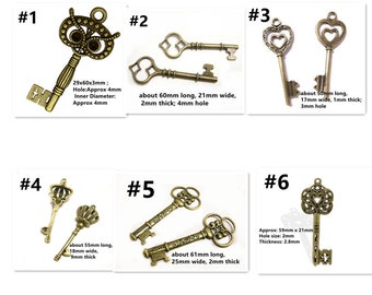 4pc anique bronze finish metal alloy key pendants -pls pick a style