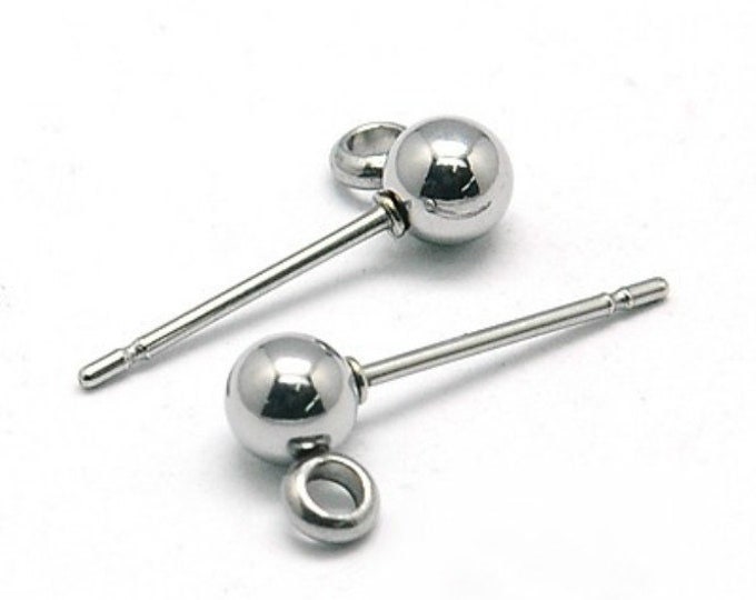 5 Pairs (10pcs) 304 Stainless Steel Ear Studs with Rubber Stoppers - Hypoallergenic Flat Back Earring Posts