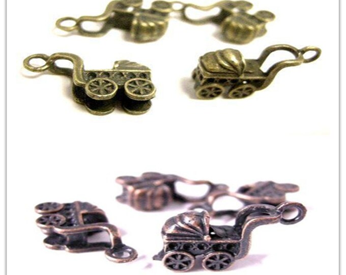 10pc 15x5mm antique finish meal stroller pendants-pls pick a color