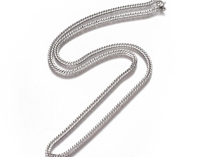 2 pc of  23.8" Stainless Steel Non-Tarnish Men's Cuban Link Chain Necklaces
