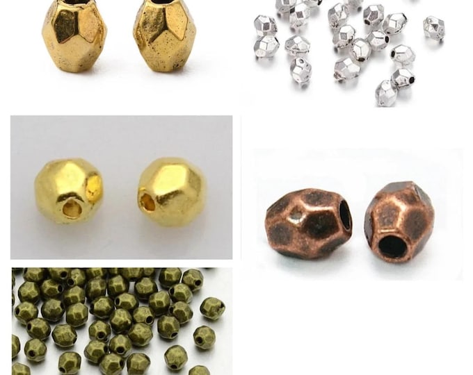 50pc 4x3.5mm antique finish metal faceted beads, spacers-pls select your color