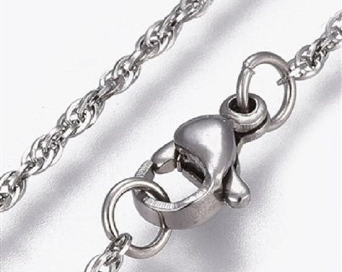 Wholesale 5 pc  stainless steel rope chain necklaces 17.5"-pls pick a thickness