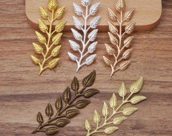 10pc 64x19mm Metal Stamping Leaf Jewelry Accessories-pls pick your color