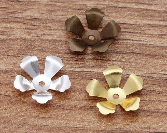 20pc 14mm brass made flower bead caps- pls pick a color
