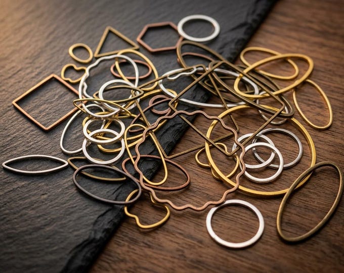 50pc mix patterns and color brass made smooth links-7623c