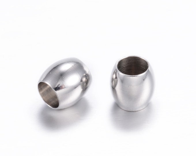 100pc 6x6mm barrel style stainless steel large hole beads