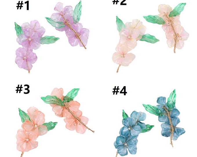 1pc handmade glass flower with flower finding