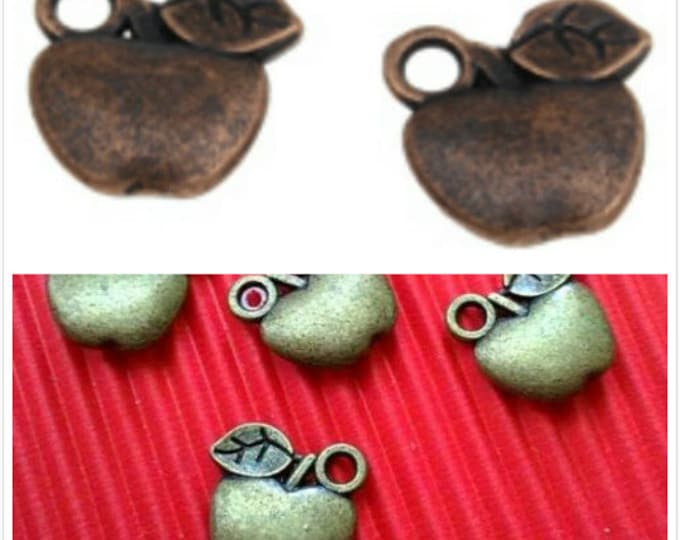 10pc 12x11mm antique  finish metal apple pendants-pls pick a color